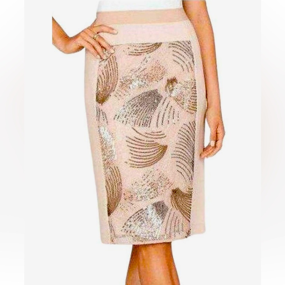 Sequined Metallic Pencil Skirt Lace M dressy party